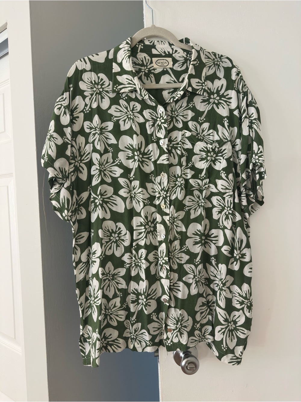 Benoa Swim Green Batik Aloha Shirt